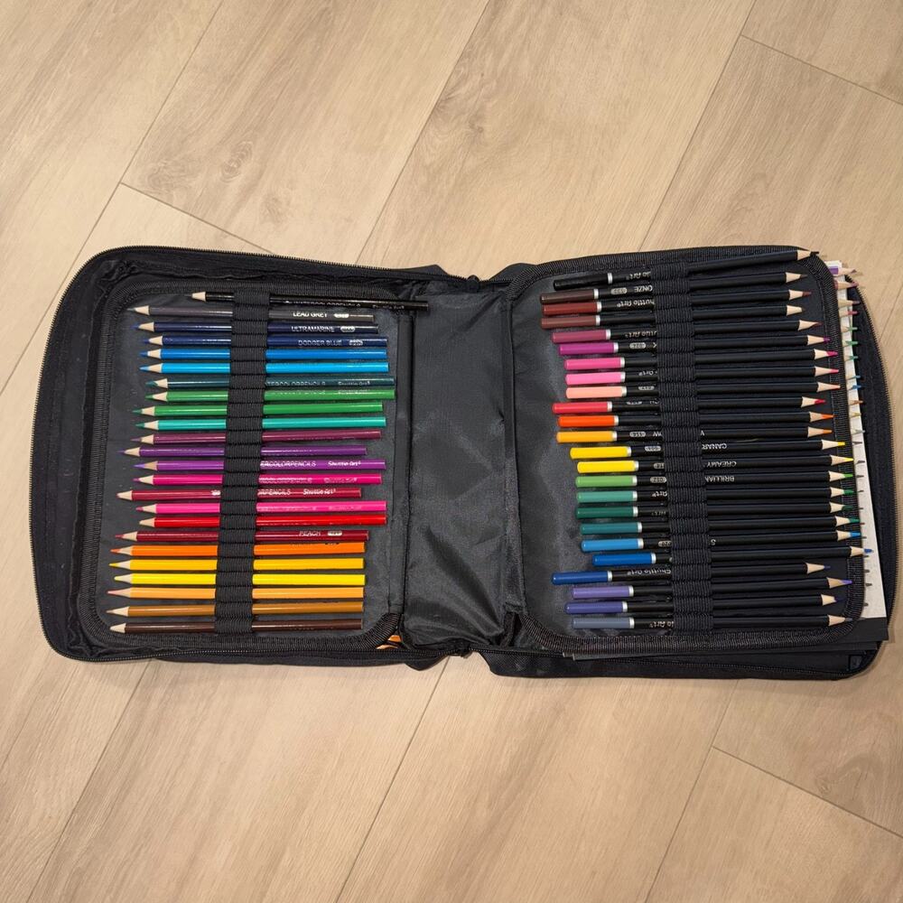 Shuttle Art 124 Pack Drawing Kit Colored Pencils Sketch Pads Art Set w/ Case
